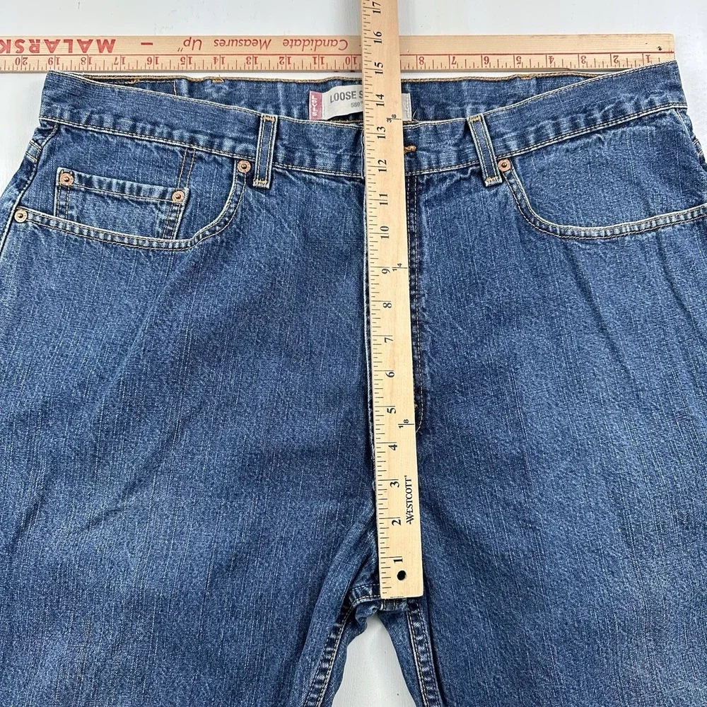 VTG Y2K Levi's 569 Loose Straight Jeans Men 38x32 Blue Baggy Medium Wash Skater